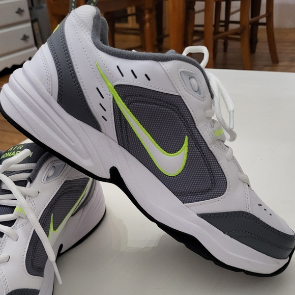 Nike Air Monarch IV Men's Shoes - White/Gray/Neon Green/ Size Men 10.5 - Picture 5 of 5